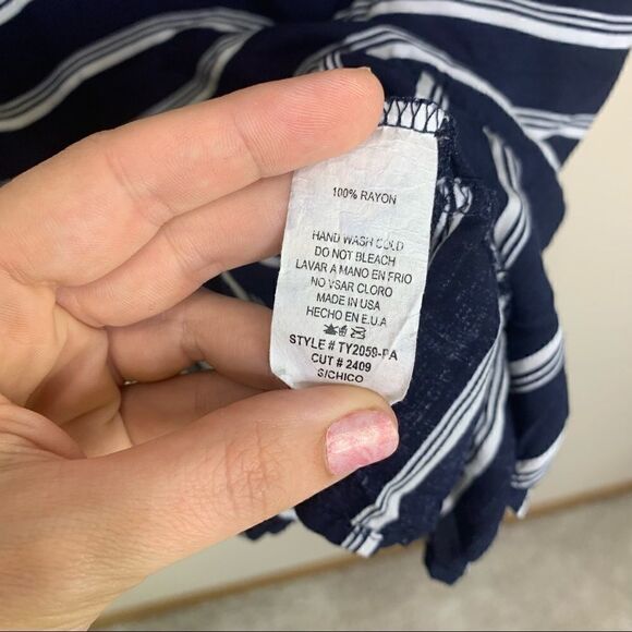 Ces femme navy white stripe blouse top small A1 - Picture 4 of 7